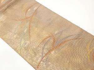 引箔抽象草花模様織出し名古屋帯